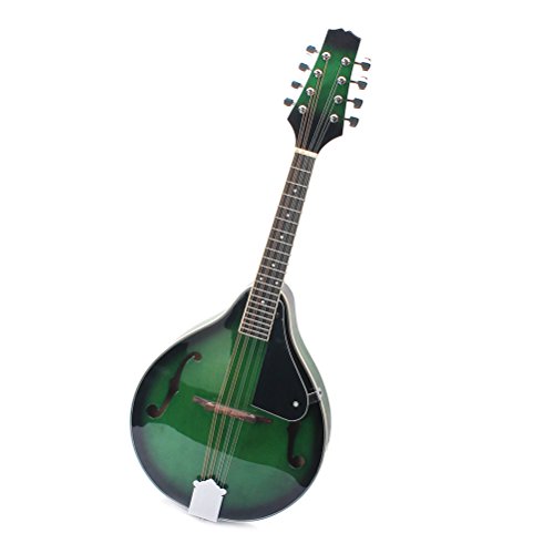 ULTNICE Mandoline Instrument, 8-String Linden Mandoline mit Palisander Verstellbare Brücke Griffbrett Stahlsaite (grün)