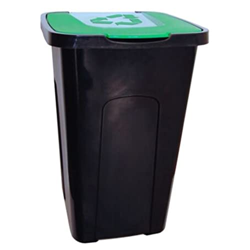 keeeper Recycling-Mülleimer aus Polypropylen, mit Deckel, 50 Liter, 36,5 x 37 x 55,5 cm, grüner Deckel