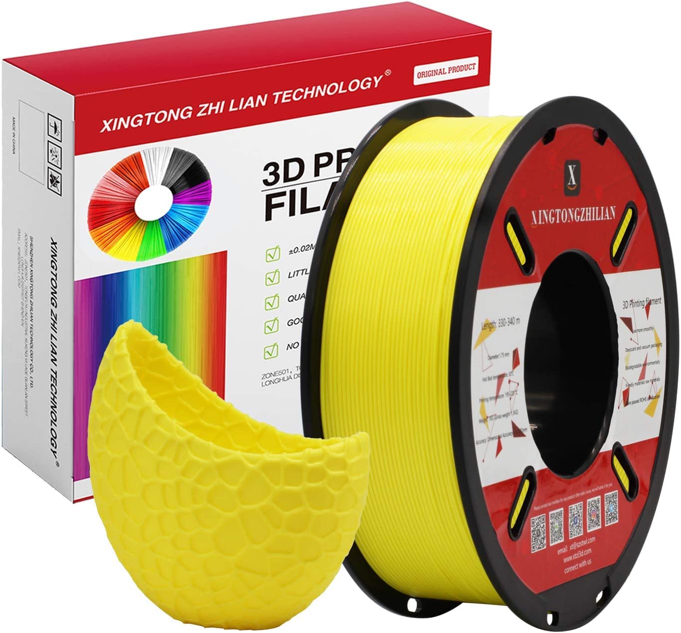 PLA 3D Drucker Filament 1.75mm 3D-Druckmaterialien für 3D Stift Druck Maßgenauigkeit +/- 0.02mm, Farbe Gelb 1kg / Spule