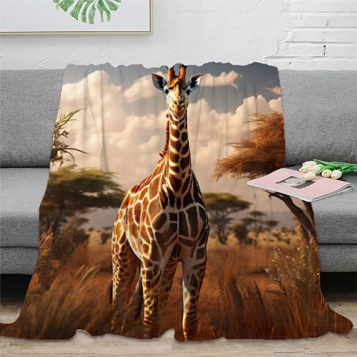 Giraffe Flanell Couchdecke 3D Druck Tierbild Decke Sofadecke Weichen Flauschig Kuscheldecke Warm Bett Decken for Erwachsene Kinder 40x50inch(100x130cm)