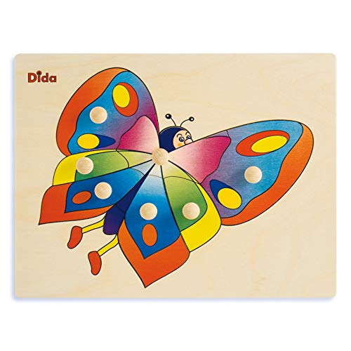 Dida - Steckpuzzle - Schmetterling. Greifpuzzle Für Kleinkinder Mit Bequemen Holzknöpfen. Ideal Für Die Kinderkrippe, Die Vorschule Und Den Kindergarten