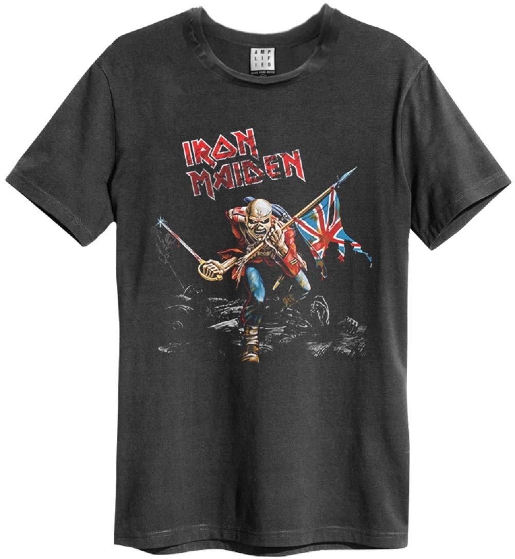 Amplified Iron Maiden 80`s Tour T-Shirt (XL, Charcoal)