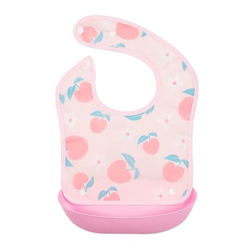 Baby essen Lätzchen EVA wasserdichte Fütterung abnehmbare Reistasche Kinderlätzchen Speichelhandtuch Einweg-Mahlzeittasche für Kinder (rosa Kirsche)