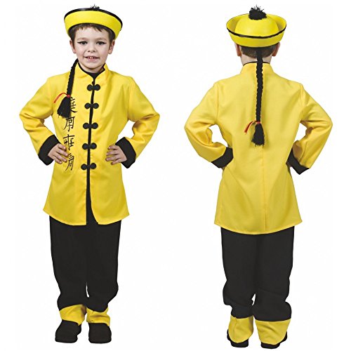 Kinderkostüm Chinese Größe 152 Tunika gelb Hose Asiaten Kostüm China Fasching
