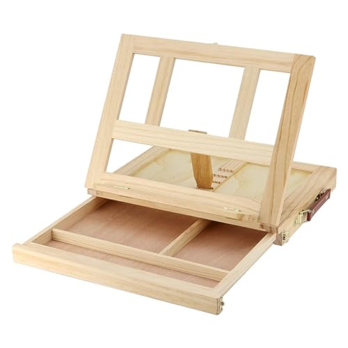 DINESA 1 x tragbare Tischstaffelei mit 4 verstellbaren Gängen, Schubladen-Stil, Buche für Anfänger und Erwachsene