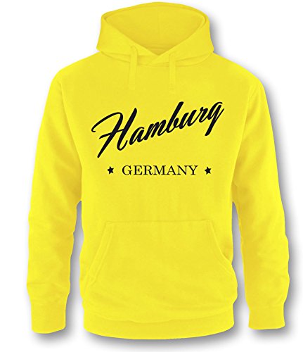 Luckja Hamburg Germany Herren Hoodie Gelb - Schwarz in Größe XL