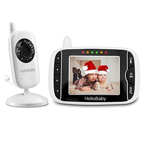HelloBaby HB32 3.2" Digital Funk TFT LCD Drahtloser Video baby Monitor mit Digitalkamera, Nachtsicht-Temperaturüberwachung u. 2 Weise Talkback System (Weiß)