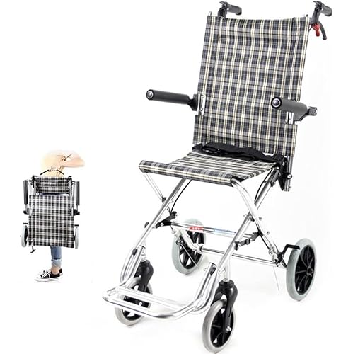 Faltbare Rollstühle Tragbarer Faltrollstuhl, Reiserollstuhl mit Handbremse, Einfaches Reisen Aluminiumlegierung Rollstuhl Ultraleicht Kleiner Trolley kann im Flugzeug sein