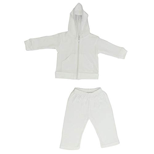 Bambini White Interlock Sweat Pants and Hoodie Set - Large