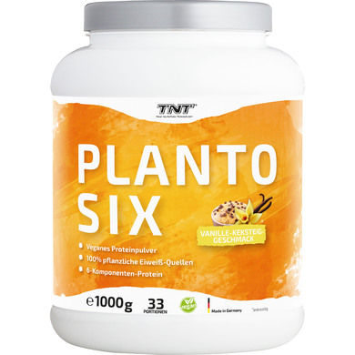 TNT Planto Six • 1 kg Vegan Protein • Veganes Proteinpulver aus Erbsen, Hanf & Lupinen • 6-Komponenten Protein (Vanilla-Cookie-Dough Plus)