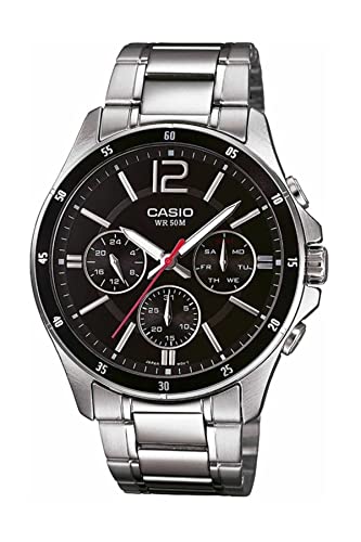 CASIO Herren Analog Quarz Uhr mit Edelstahl Armband MTP-1374D-1