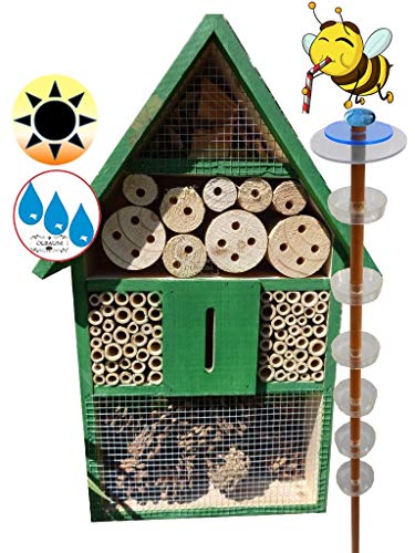XXL-Wasserstelle Insekten + Haus mit 3,5M Oberfäche 100 cm mit Steher, Gartendeko-Stecker als funktionale