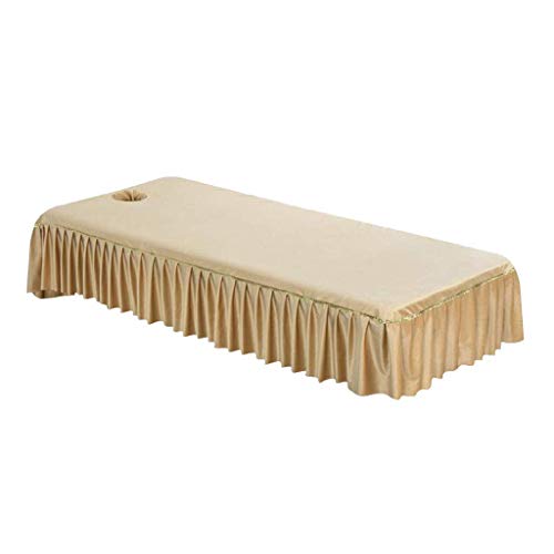 Tubayia 190x80cm Bettlaken Wiederverwendbare Bettdecke Bettwäsche für Massageliege (Beige mit Goldrand)