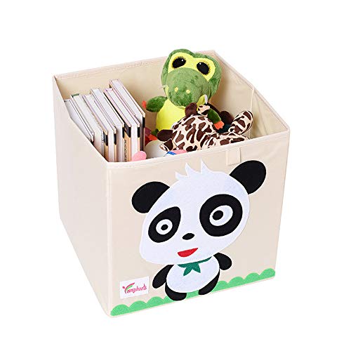 CULASIGN Aufbewahrungsbox und Organisator für Kinderspielzeug,Cartoon Aufbewahrungswürfel Leinwand Faltbare Spielzeug Aufbewahrungsbox mit Griffen (Panda)