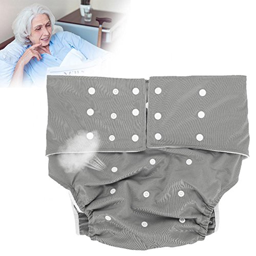Wiederverwendbare Adult Windel, Waschbar Erwachsene Tasche Windelabdeckung eng Anliegende Einstellbare Windel Tuch für Inkontinenz Pflege Schützende Unterwäsche(Grau)