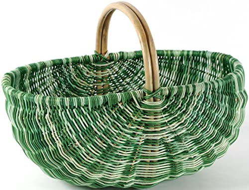 Kobolo Einkaufskorb Korb Rattankorb - Multicolor grün - 50x35x23 cm