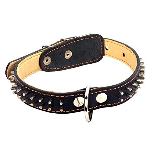 COLLAR Hundehalsband, 2-lagig, mit Stacheln, 2-reihig, 4-6/16 Zoll, 48 bis 63 cm, Schwarz