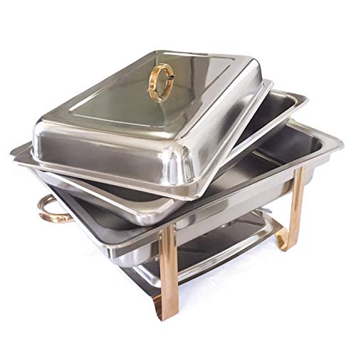 9L Chafing Dish Behälter Edelstahl Speisenwärmer Klappbarer Ständer, Wärmebehälter, Rechaud, Große Kapazität, Warmhaltegerät Set für Catering, Buffet und Party (A-1x 1/1 GN-Behälter)