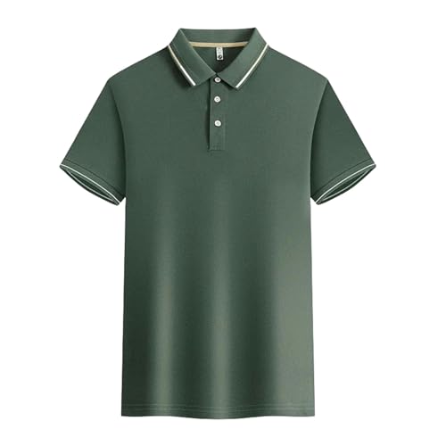 OTBEHUWJ T-Shirt Shirt Herren Sommer Herren Kurzarm Polo Shirt Herrengeschäft Casual Polo Shirt-Grün-M