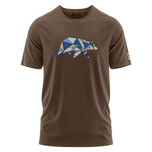 FORSBERG Espenson T-Shirt mit stylischem Bär Brustlogo Rundhals für Herren schwarz, Farbe:braun/blau, Größe:XXL