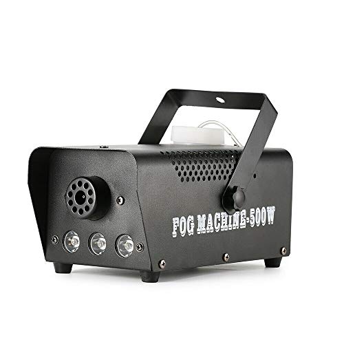 500W Nebelmaschine mit RGB-Effekt 10 Rauchaustrittslöchern und 3 LED-Leuchten tragbare mit 2 Fernbedienungen für Bar DJ Disco Partys Halloween Hochzeit Weihnachten
