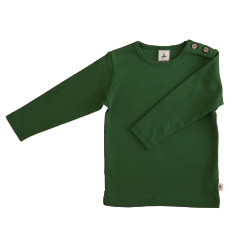 Leela Cotton Baby Kinder Langarmshirt Bio-Baumwolle T-Shirt Shirt Jungen Mädchen (98-104, Moosgrün)
