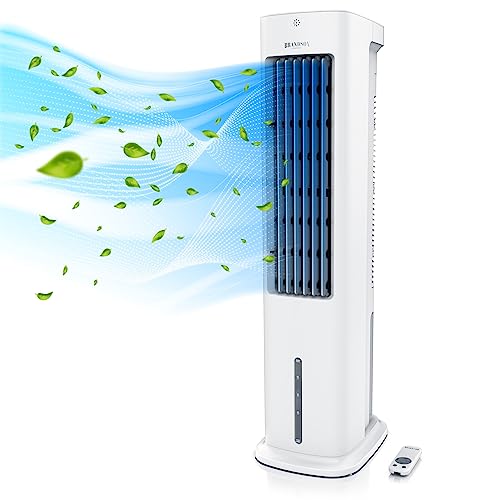 Brandson - Luftkühler mobil mit Wasserkühlung - Testsieger 2023 - mobile Verdunstungskühler ohne Abluftschlauch - Luftbefeuchter Ventilator Standventilator - leise - Klimagerät - gebraucht wie neu