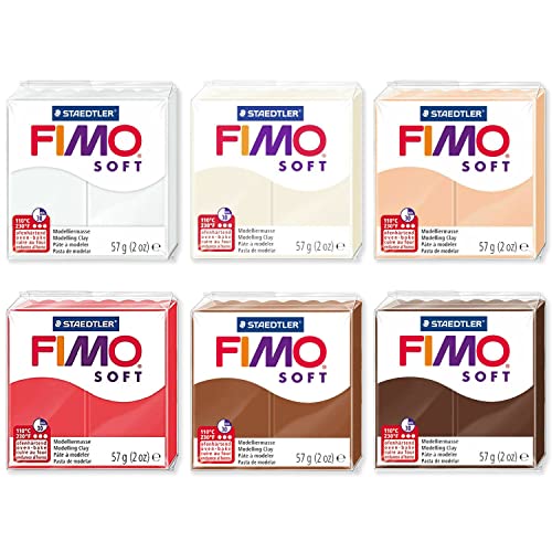 FIMO Weiche Polymer-Modelliermasse, 57 g, 6 Farben, warme Neutraltöne