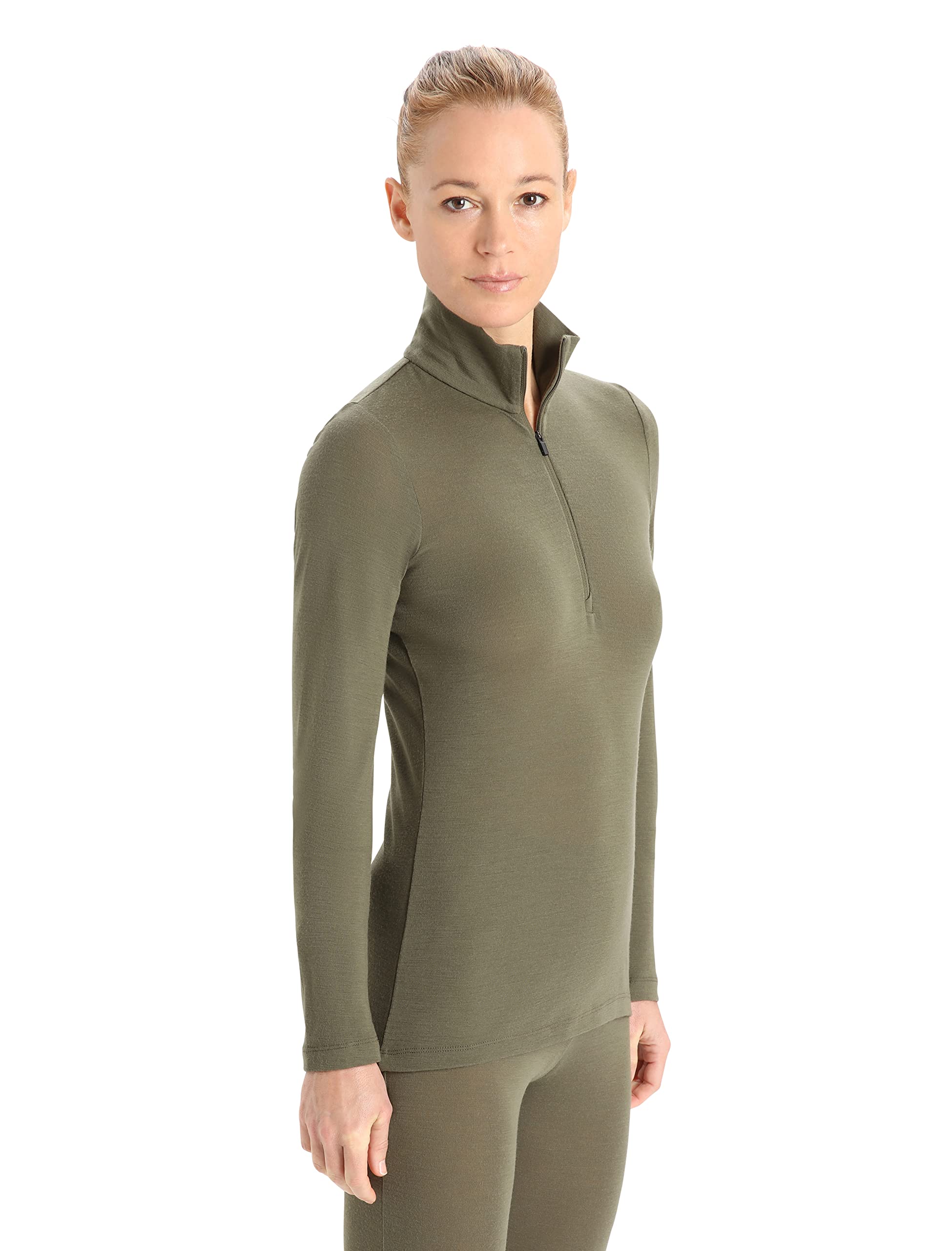 Icebreaker Merino Damen 175 Everyday Cold Weather Base Layer Thermo Long Sleeve Half Zip Top Hemd, Loden Green, Large