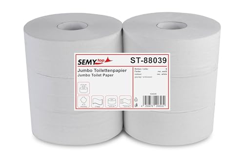 Semy Top ST-88039 Jumbo-Toilettenpapier, 2-lagig, Recycling, Durchmesser 25 cm (6-er Pack)