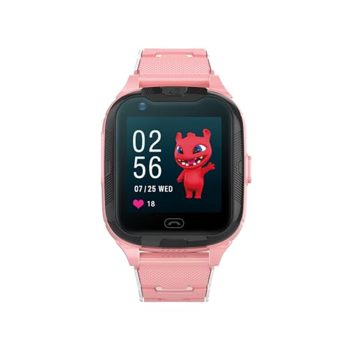 FOREVER Smartwatch für Kinder MaxLife MXKW-350 GPS-Standort WiFi 4G Telefonate, Telefonbuch, SMS-Benachrichtigungen, IPX7, Chat, SOS-Funktion, Wecker, Fernkamera, Auszeichnungen, Rosa