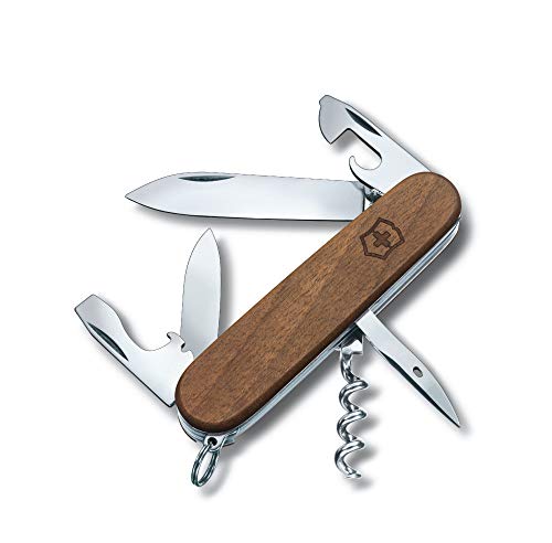 Victorinox Spartan Wood Taschenmesser, mit Holzgriff, 10 Funktionen, Klinge, Korkenzieher, Dosenöffner, nussbaumholz