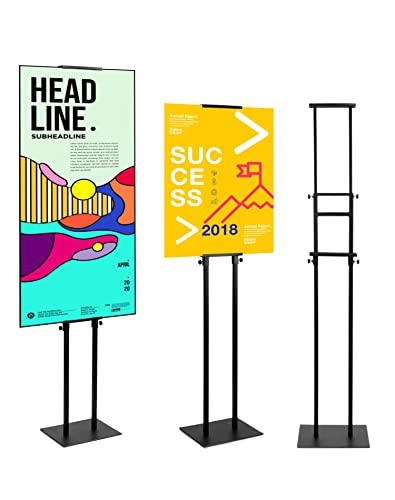 QWORK Doppelseitiger Plakatständer, Einstellbar Infoständer für Events und Werbeaktionen, Geeignet für Schilderhöhen von 12 cm bis 210 cm