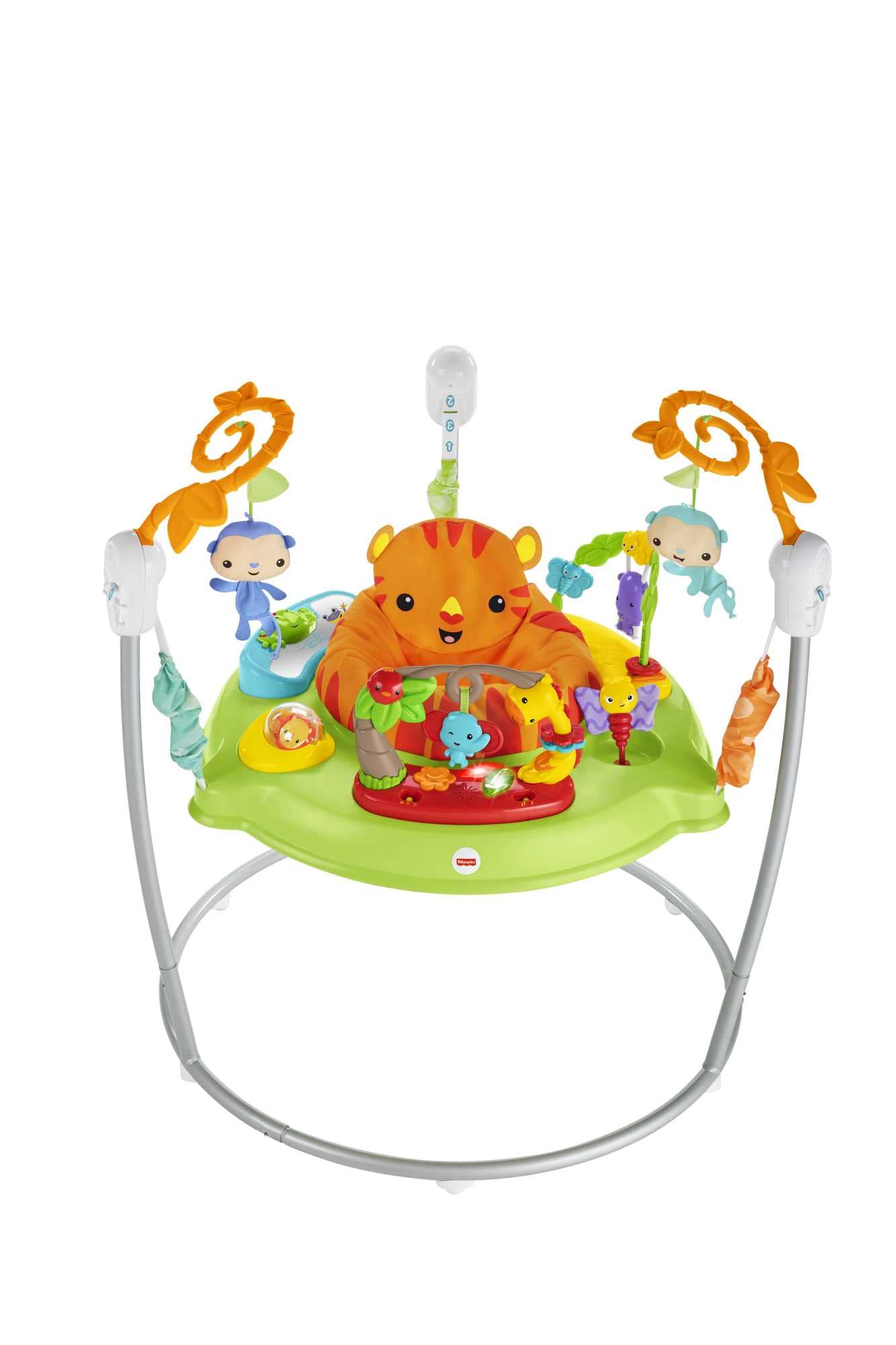 Fisher-Price CHM91 - Spielspaß Rainforest Jumperoo, mit Lichtern und Musik, höhenverstellbar, Babyspielzeug ab der Geburt