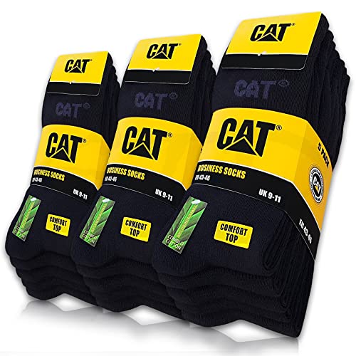 Caterpillar 15 Paar CAT BUSINESS SOCKEN Feine Damen & Herrensocken ohne Gummi Strümpfe Größe 35-50 (39-42, 15 Paar Schwarz)