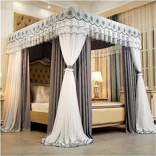 IisrAr Betthimmel mit Moskitonetz für Doppelbett, luxuriöser Betthimmel mit Stangenstütze, dekorativer Bettvorhang für Erwachsene und Schlafzimmer (Größe: 180 x 220 x 200 cm)