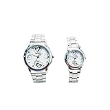 Hemobllo Couple Quartz Wrist Watch Steel Strap Wristwatch Quartz Watch Waterproof Wrist Watch Birthday Valentines Day Gift for Adults 2Pcs (White)