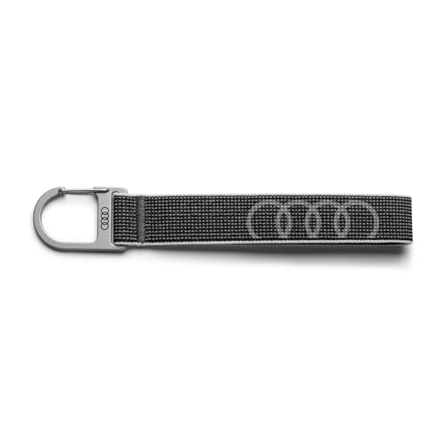 Audi 3182400300 Schlüsselanhänger Schlüsselband Schlaufe Ringe Logo Karabinerhaken, grau