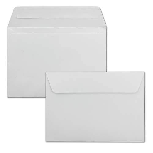 100x Briefumschläge Hochweiß/Kristallweiß DIN C6 Format 114 x 162 mm - Haftklebung - Kuverts ohne Fenster - Weihnachten, Grußkarten & Einladungen - Für A6 & A4 Papier