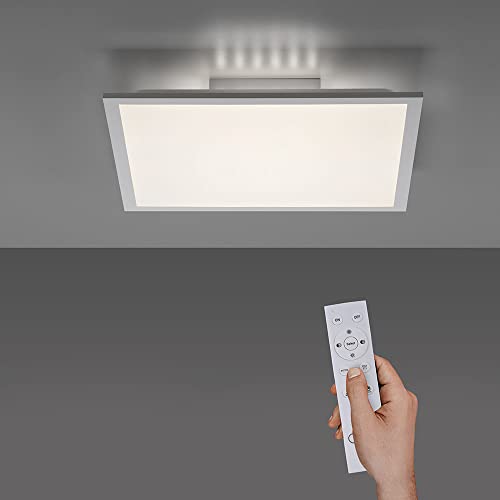 LED Panel flach, 45x45, dimmbare Decken-Lampe mit indirekter Deckenbeleuchtung | Farbtemperatur mit Fernbedienung einstellbar, warmweiss - kaltweiss | Decken-Leuchte für Wohnzimmer + Küche