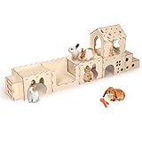 ybaymy Extra großes Kaninchen-Versteck aus Holz, großes Versteck Spielhaus, abnehmbarer Lebensraum für Meerschweinchen, Chinchilla-Katzen