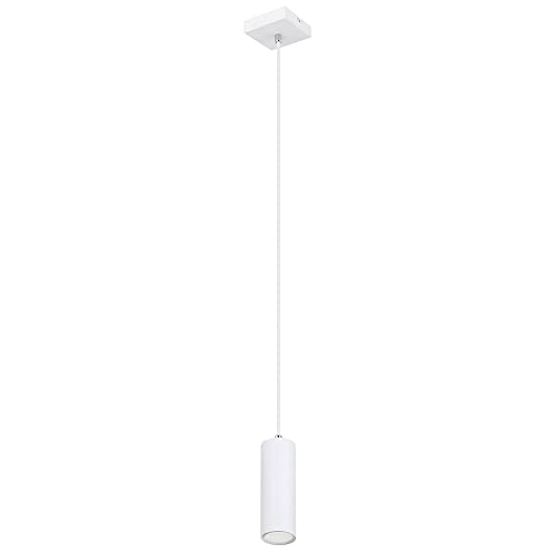 etc-shop Lampe skandinavisch Hängeleuchte Hängelampen Wohnbereich Modern Pendelleuchte einflammig, Metall weiß, 1x GU10 Fassung, LxBxH 9x9x120 cm