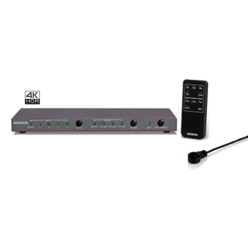 Marmitek Connect 621 UHD 2.0 - HDMI Switch - HDMI Schalter - 4 ein / 1 aus - HDMI 2.0 - 4K60 (4:4:4) - Ultra HD - 3840 x 2160 - HDCP 2.2 - Digitaler Audioausgang - automatisch schalten - HDCP 2.2
