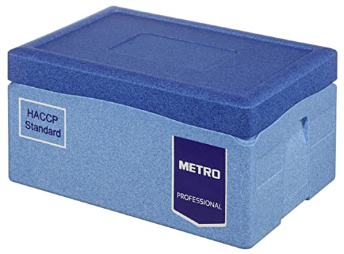 METRO Professional Thermo-Box, Transportbox, Pizza-Box mit Kühlakku-Deckel, Polypropylen (PP), 60 x 40 x 30.3 cm (B x L x H), Blau / Dunkelblau, 40 L