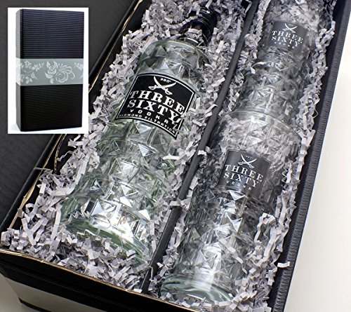 FVLFIL Geschenkkarton vonmeinglas24 mit Three Sixty Vodka 37,5% 0,7l Set und 2 original Gläsern 0,3l