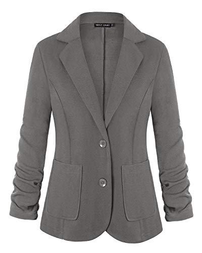 MINTLIMIT Damen Einfarbig Formell EIN Knopf Oben Blazer Jacke mit Seitentaschen(Grau,Größe XXL)