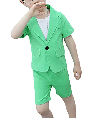 Shaoyao Jungen 2 Stück Formal Anzug Sets Kinderkleid Festliche Kleidung Hochzeit Grün 130