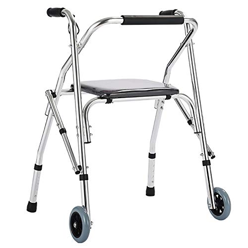 Gehhilfe für ältere Menschen mit Rädern und Sitz, faltbare, höhenverstellbare Tritthilfe, rollende Gehhilfe, leichte, behinderte Stehhilfe für Erwachsene