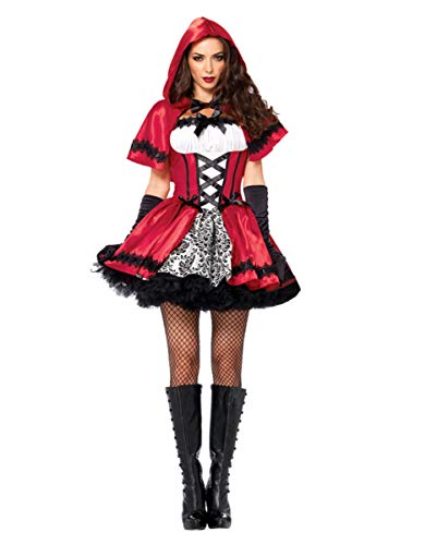 Horror-Shop Gothic Rotkäppchen Mini-Kostümkleid für Halloween & Karneval S
