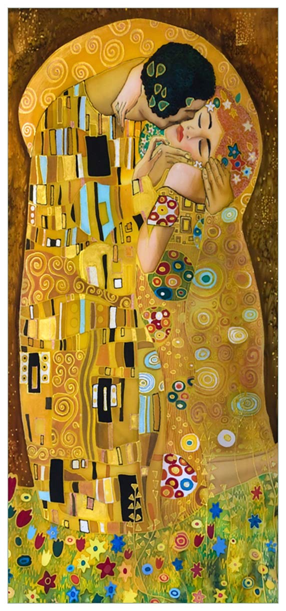 Wallario Selbstklebende Türtapete Der Kuss von Klimt - Türposter 93 x 205 cm Abwischbar, rückstandsfrei zu entfernen
